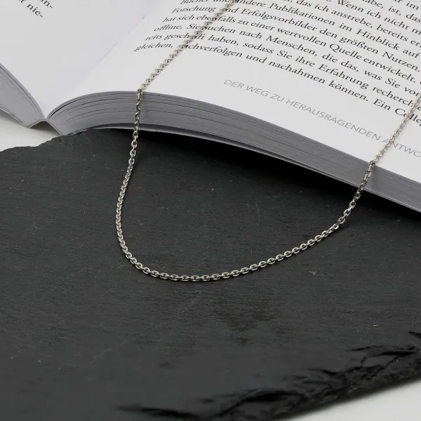 Goldkette als Ankerkette diamantiert in Weißgold 750 / 18K, 42 cm lang, 1,7 mm breit, Gewicht ca. 5.1 g.