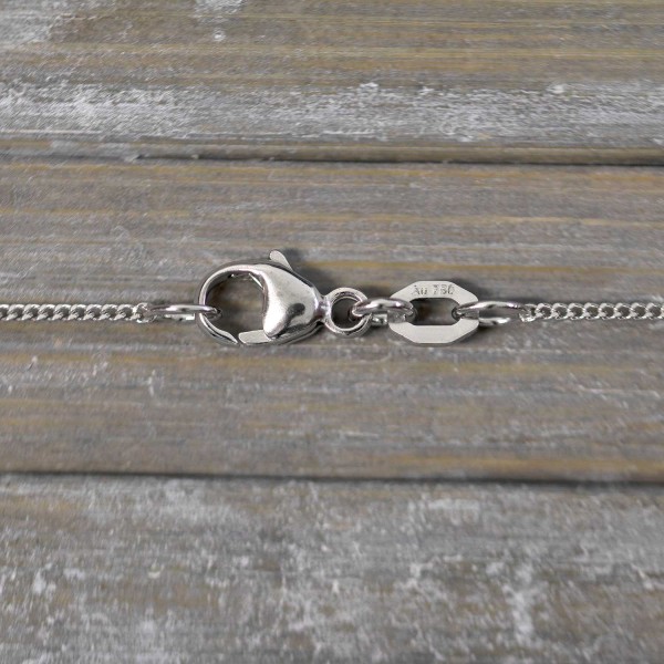 Goldkette als Panzerkette flach in Weißgold 750 / 18K, 60 cm lang, 1,1 mm breit, Gewicht ca. 3.2 g.