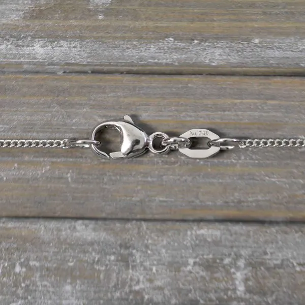 Goldkette als Panzerkette flach Weißgold 750 / 18K, 50 cm lang, 1,1 mm breit, Gewicht ca. 2.7 g.