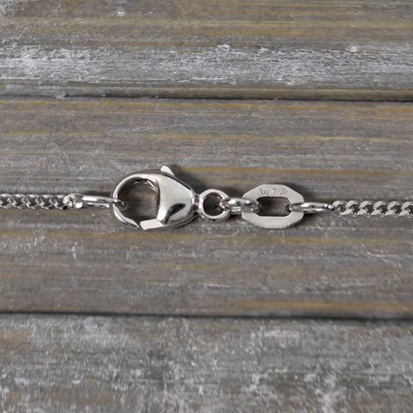 Goldkette als Panzerkette flach Weißgold 750 / 18K, 38 cm lang, 1,4 mm breit, Gewicht ca. 3.5 g.