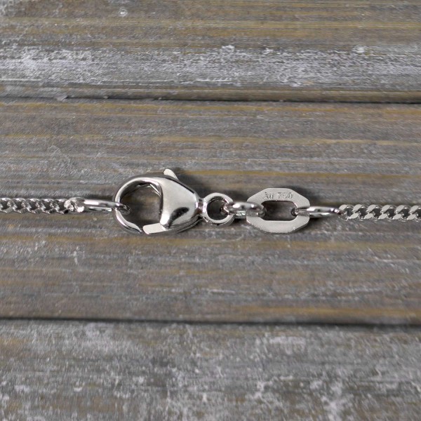 Goldkette als Panzerkette flach Weißgold 750 / 18K, 50 cm lang, 1,4 mm breit, Gewicht ca. 4.1 g.