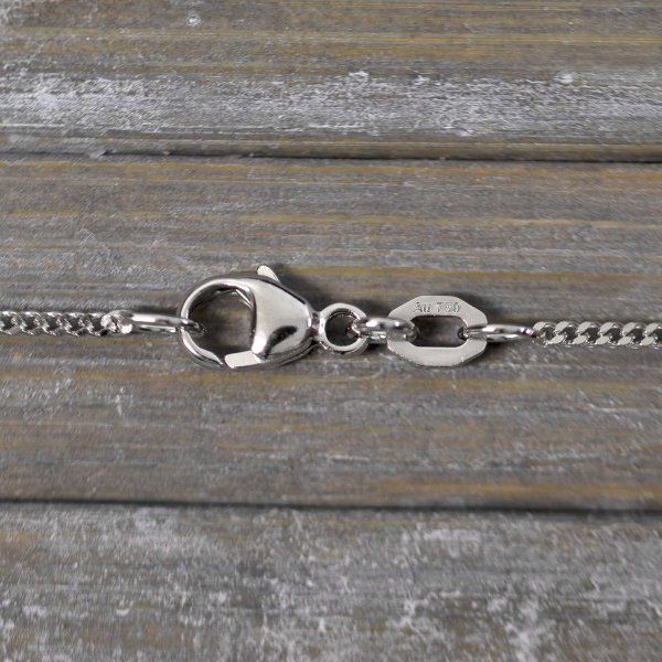 Goldkette als Panzerkette flach Weißgold 750 / 18K, 42 cm lang, 1,4 mm breit, Gewicht ca. 3.6 g.