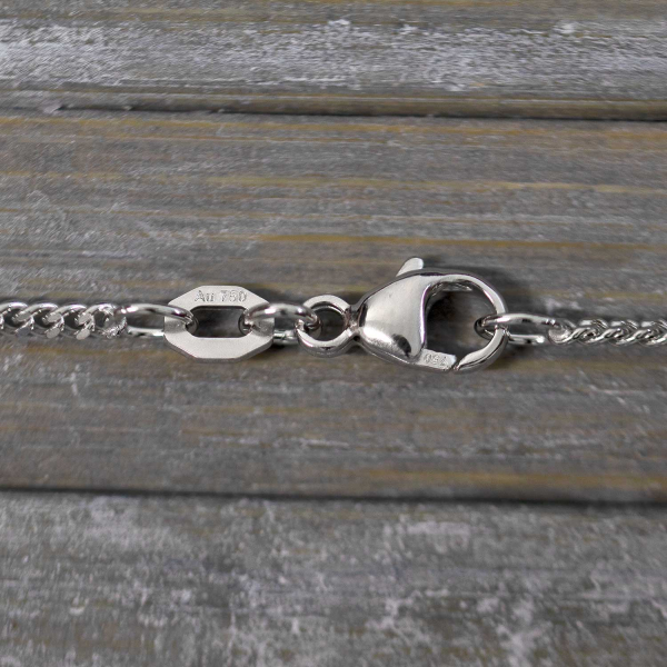 Goldkette als Panzerkette flach Weißgold 750 / 18K, 50 cm lang, 1,7 mm breit, Gewicht ca. 6.2 g.