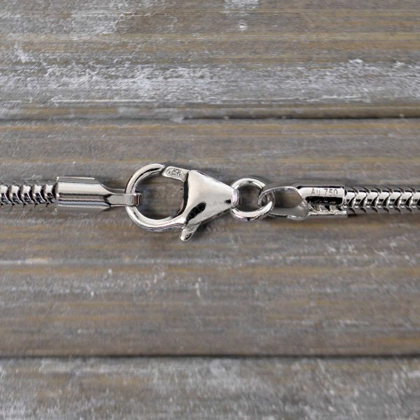 Goldkette als Schlangenkette in Weißgold 750 / 18K, 42 cm lang, 1,9 mm breit, Gewicht ca. 9.6 g.