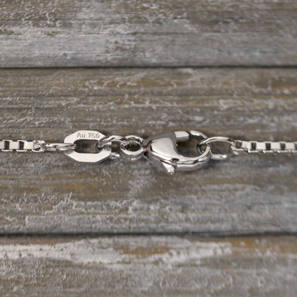 Goldkette als Venezianerkette in Weißgold 750 / 18K, 40 cm lang, 1,2 mm breit, Gewicht ca. 4.9 g.