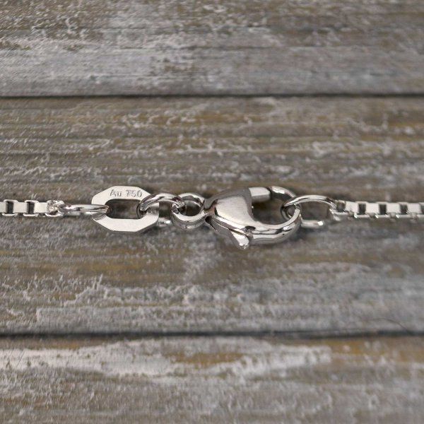 Goldkette als Venezianerkette in Weißgold 750 / 18K, 45 cm lang, 1,2 mm breit, Gewicht ca. 5.4 g.