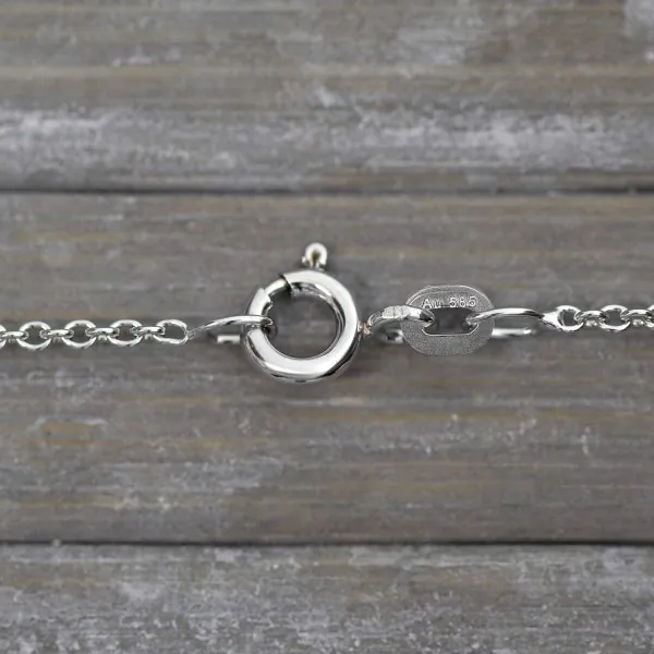 Goldkette als Ankerkette rund Weißgold 585 / 14K, 50 cm lang, 1,5 mm breit, Gewicht ca. 3.5 g.