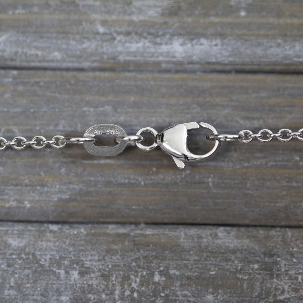 Goldkette als Ankerkette rund in Weißgold 585 / 14K, 80 cm lang, 1,5 mm breit, Gewicht ca. 6 g.