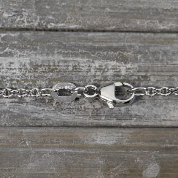 Goldkette als Ankerkette rund Weißgold 585 / 14K, 45 cm lang, 2 mm breit, Gewicht ca. 6.1 g.