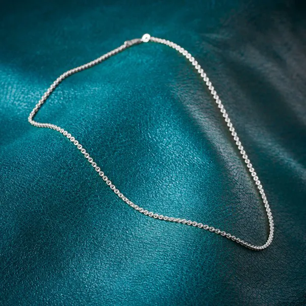 Goldkette als Ankerkette rund Weißgold 585 / 14K, 50 cm lang, 2,4 mm breit, Gewicht ca. 9.3 g.