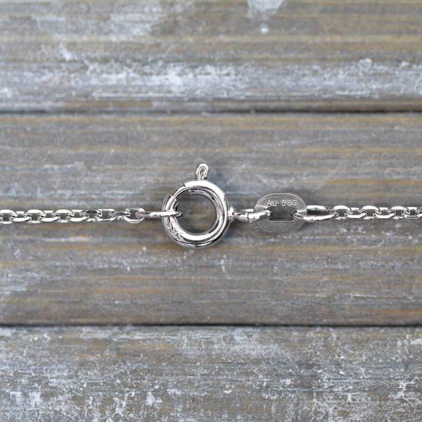 Goldkette als Ankerkette diamantiert in Weißgold 585 / 14K, 50 cm lang, 1,3 mm breit, Gewicht ca. 3.2 g.