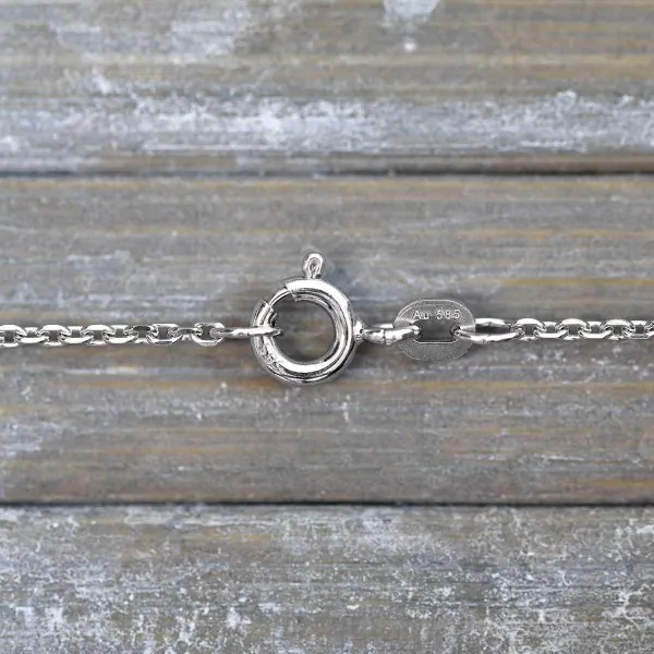 Goldkette als Ankerkette diamantiert in Weißgold 585 / 14K, 50 cm lang, 1,3 mm breit, Gewicht ca. 3.2 g.