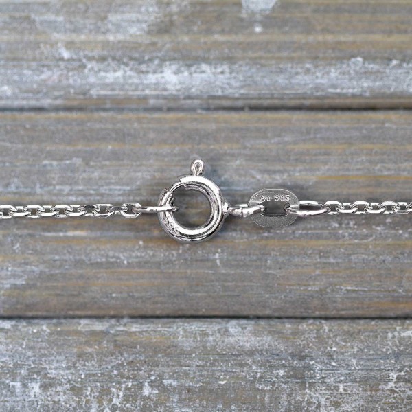 Goldkette als Ankerkette diamantiert in Weißgold 585 / 14K, 80 cm lang, 1,3 mm breit, Gewicht ca. 5 g.