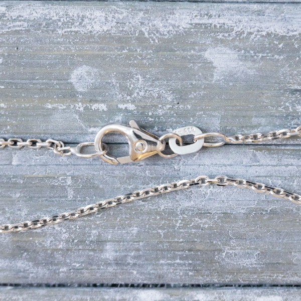 Goldkette als Ankerkette diamantiert in Weißgold 585 / 14K, 40 cm lang, 1,3 mm breit, Gewicht ca. 2.7 g.