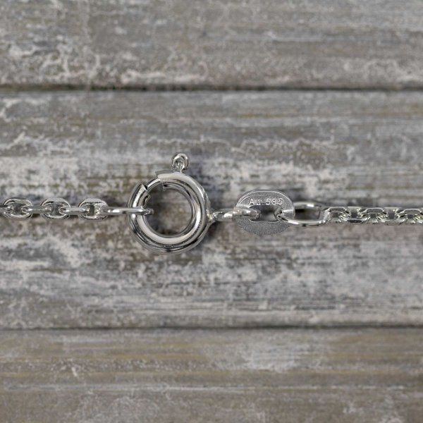 Goldkette als Ankerkette diamantiert in Weißgold 585 / 14K, 42 cm lang, 1,7 mm breit, Gewicht ca. 4.5 g.