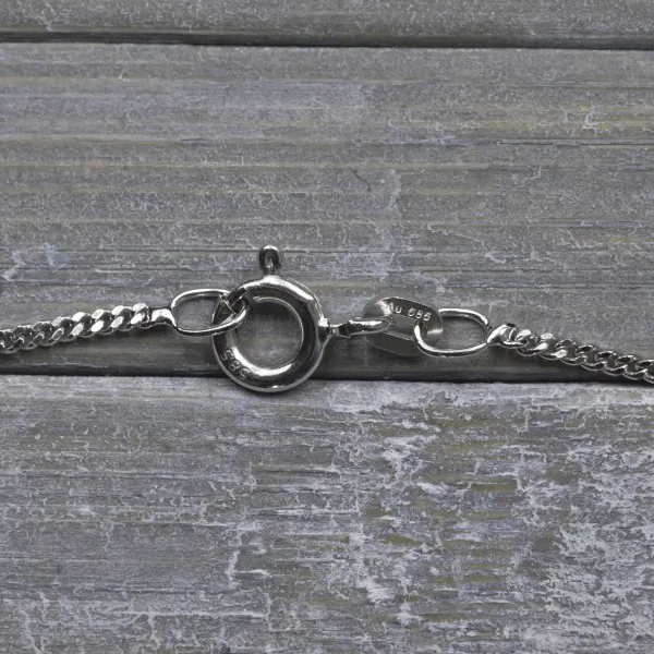 Goldkette als Panzerkette flach in Weißgold 585 / 14K, 75 cm lang, 1,4 mm breit, Gewicht ca. 5.3 g.