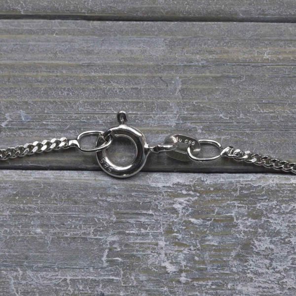 Goldkette als Panzerkette flach Weißgold 585 / 14K, 40 cm lang, 1,4 mm breit, Gewicht ca. 2.9 g.