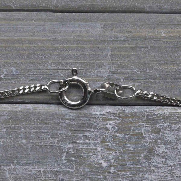 Goldkette als Panzerkette flach Weißgold 585 / 14K, 45 cm lang, 1,4 mm breit, Gewicht ca. 3.2 g.