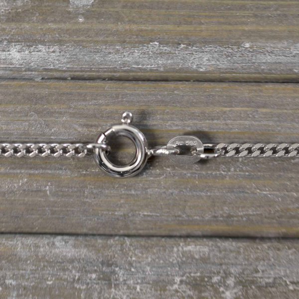 Goldkette als Panzerkette flach Weißgold 585 / 14K, 42 cm lang, 1,7 mm breit, Gewicht ca. 4.7 g.