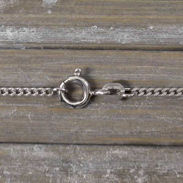 Goldkette als Panzerkette flach Weißgold 585 / 14K, 60 cm lang, 1,7 mm breit, Gewicht ca. 6.8 g.