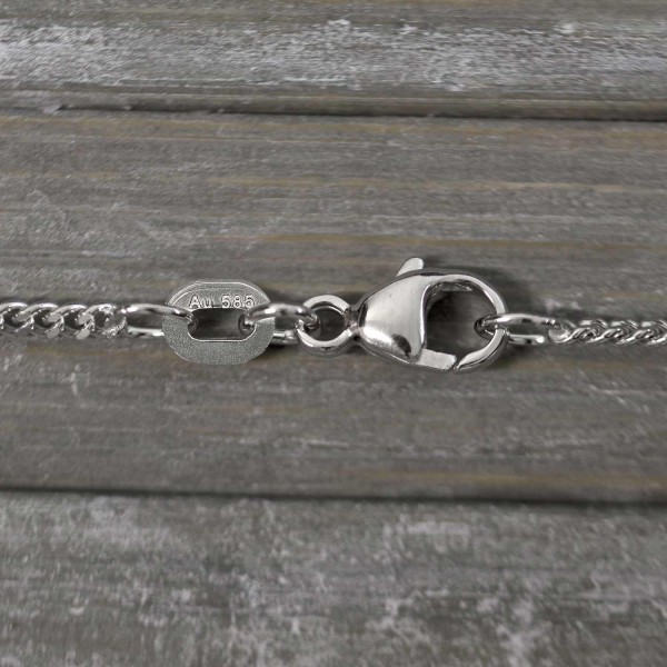 Goldkette als Panzerkette flach in Weißgold 585 / 14K, 38 cm lang, 1,7 mm breit, Gewicht ca. 4.6 g.
