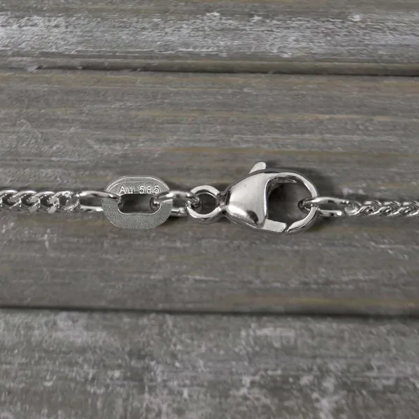 Goldkette als Panzerkette flach in Weißgold 585 / 14K, 40 cm lang, 1,7 mm breit, Gewicht ca. 4.8 g.