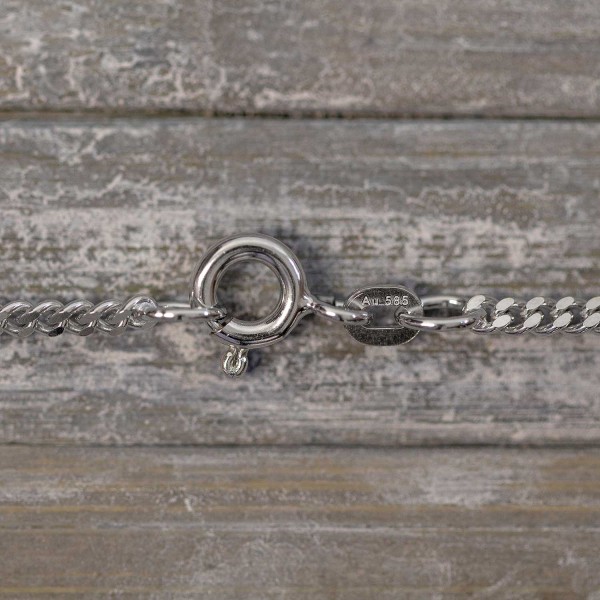 Goldkette als Panzerkette flach Weißgold 585 / 14K, 55 cm lang, 2,1 mm breit, Gewicht ca. 8 g.