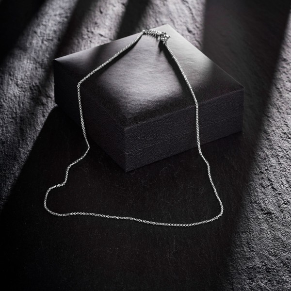 Goldkette als Erbskette in Weißgold 585 / 14K, 100 cm lang, 1,5 mm breit, Gewicht ca. 9.3 g.