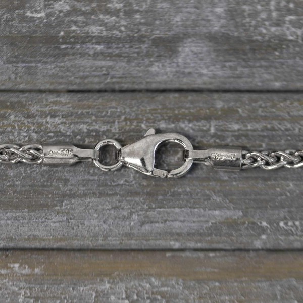 Goldkette als Zopfkette in Weißgold 585 / 14K, 34 cm lang, 2,1 mm breit, Gewicht ca. 6.4 g.