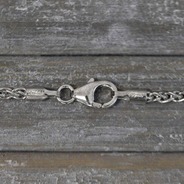 Goldkette als Zopfkette in Weißgold 585 / 14K, 60 cm lang, 2,1 mm breit, Gewicht ca. 11.2 g.