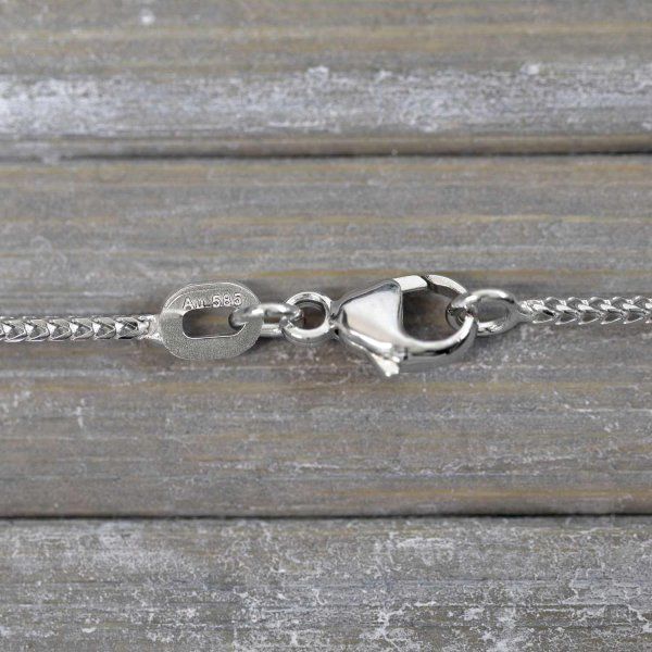 Goldkette als Bingokette in Weißgold 585 / 14K, 42 cm lang, 1,1 mm breit, Gewicht ca. 3.3 g.