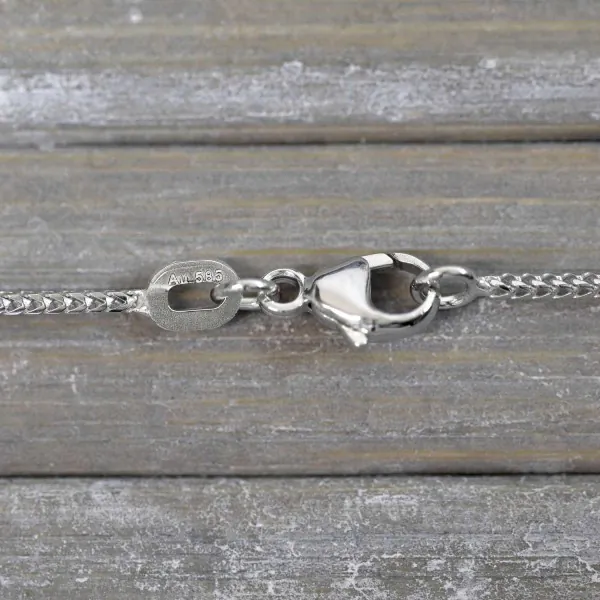 Goldkette als Bingokette in Weißgold 585 / 14K, 42 cm lang, 1,1 mm breit, Gewicht ca. 3.3 g.