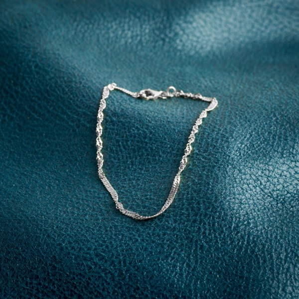 Armband als Singapurkette in Weißgold 585 / 14 K, 20 cm lang, 2,2mm breit, Gewicht ca. 2.1 g.