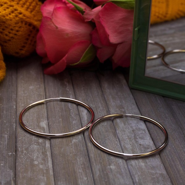 Ohrringe, Creolen, Weißgold 750 / 18K, Außendurchmesser 40 mm, Breite 2 mm, Gewicht ca. 1.8 g