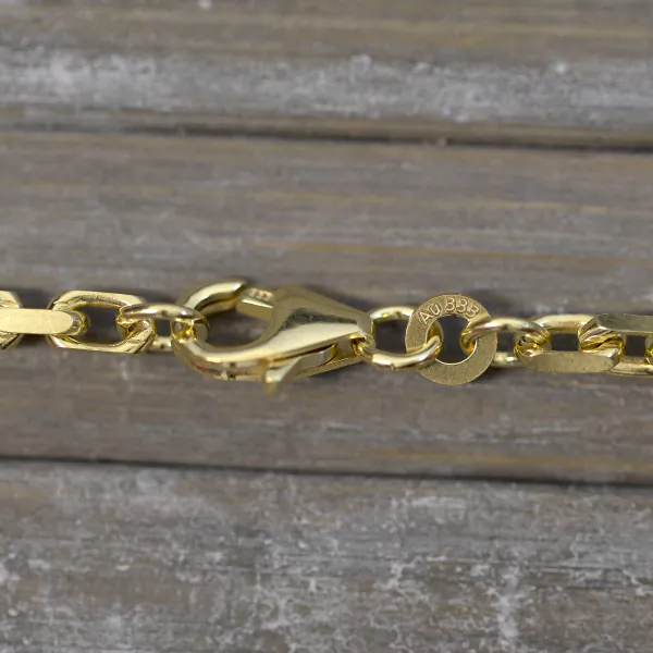 Armband als Ankerkette diamantiert in Gelbgold 333 / 8 Karat, 18.5 cm lang, 3 mm breit, Gewicht ca. 7