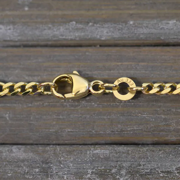 Goldkette als Panzerstegkette in Gelbgold 333 / 8K, 50 cm lang, 3,1 mm breit, Gewicht ca. 4.7 g.