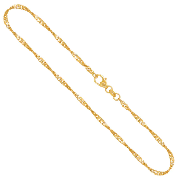 Goldkette als Singapurkette in Gelbgold 375 / 9 Karat, 60 cm lang, 2.2 mm breit, Gewicht ca. 4.4 g.