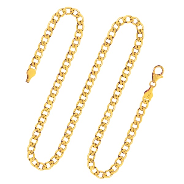 Goldkette als Panzerkette facettiert in Gelbgold 750 / 18 Karat, 70 cm lang, 5 mm breit, Gewicht ca. 24,6 g.