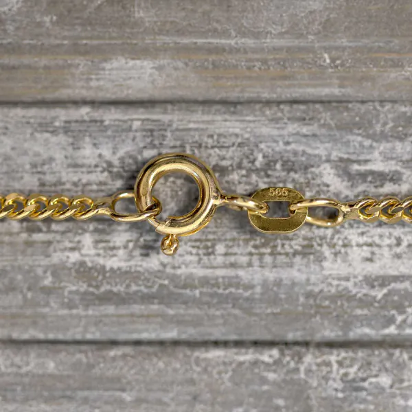 Goldkette als Panzerkette flach in Gelbgold 585 / 14K, 55 cm lang, 2,1 mm breit, Gewicht ca. 7.8 g.