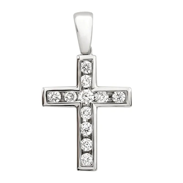 0,20 Karat Diamant Anhänger Kreuz mit Öse Weißgold in 20.0 mm