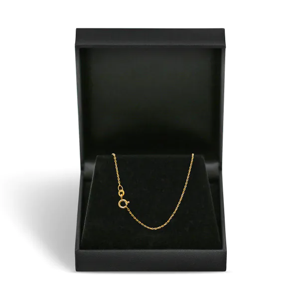 Goldkette als Ankerkette diamantiert in Gelbgold 375 / 9K, 38 cm lang, 1,2 mm breit, Gewicht ca. 1.7 g.