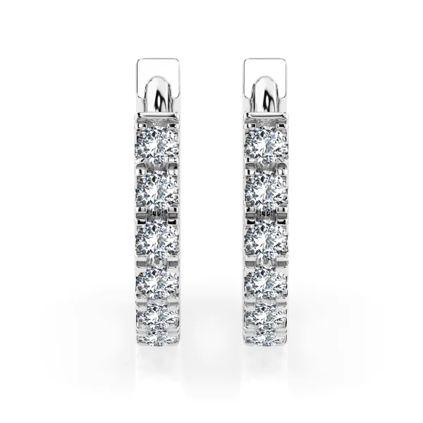 0,42 Karat Diamant Creolen, Weißgold 585 / 14 Karat, Gewicht ca. 2.1 g.