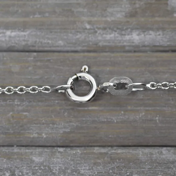 Goldkette als Ankerkette rund Weißgold 585 / 14K, 36 cm lang, 1,5 mm breit, Gewicht ca. 2.6 g.