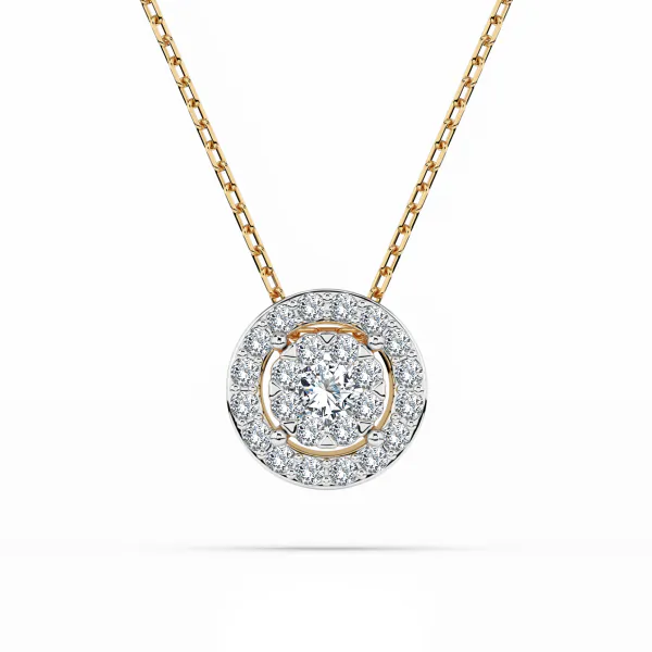 0,19 Karat Diamant Anhänger Gelbgold 585 (14K) mit Goldkette für Damen