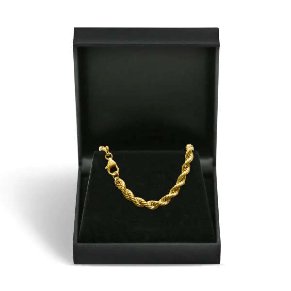 Goldkette als Kordelkette hohl in Gelbgold 585 / 14K, 50 cm lang, 5,4 mm breit, Gewicht ca. 21.6 g.
