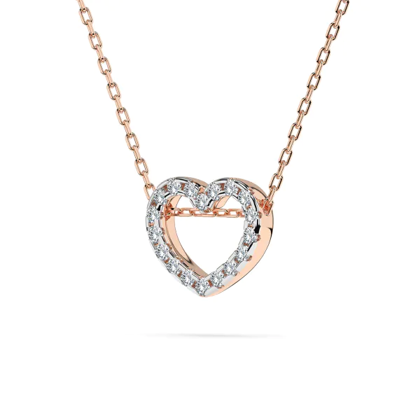0,09 Karat Diamant Anhänger Herz Rotgold 585 (14K) mit Goldkette für Damen