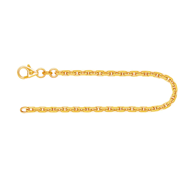 Armband als Ankerkette diamantiert in Gelbgold 585 / 14K, 18,7 cm lang, 2,5 mm breit, Gewicht ca. 6.2 g.