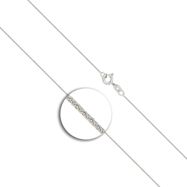 Goldkette als Ankerkette flach in Weißgold 585 / 14K, 40 cm lang, 0,8 mm breit, Gewicht ca. 1 g.