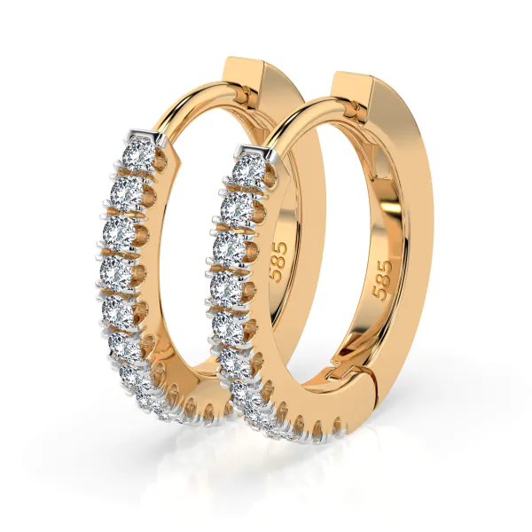 0,22 Karat Diamant Creolen, Gelbgold 585 / 14 Karat, Gewicht ca. 2 g.