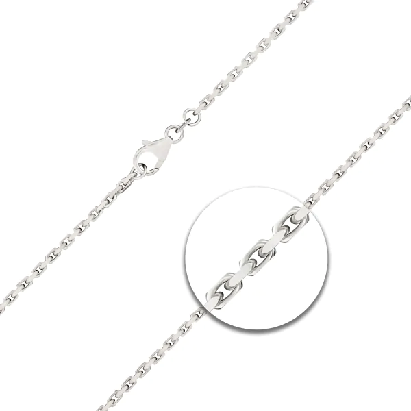 Armband als Ankerkette diamantiert in Weißgold 585 / 14K, 18 cm lang, 2 mm breit, Gewicht ca. 4.8 g.